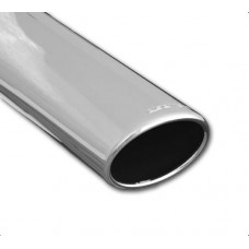 Exhaust Tip Single Piece; Slant Cut, Polished, Round Oval 120 x 77mm