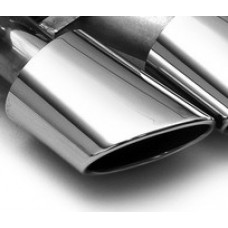 Exhaust Tip Single Piece; Slant Cut, Polished, Round Oval 120 x 77mm left side